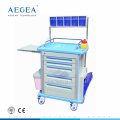 AG-AT001A1 ABS plástico anestesia enfermagem hospital móvel abs trole